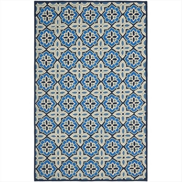 Safavieh 8 x 10 ft. Large Rectangle- Indoor - Outdoor Four Seasons Blue Hand Hooked Rug FRS414D-8